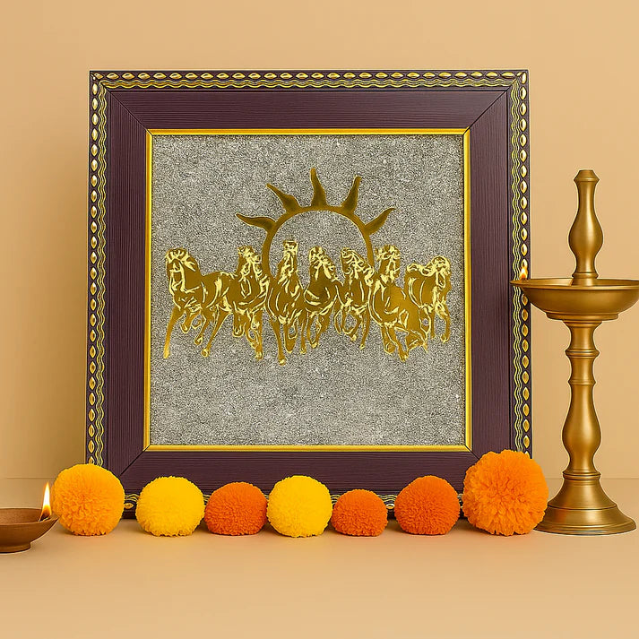 7 Horses on RAW Pyrite Dust Frame